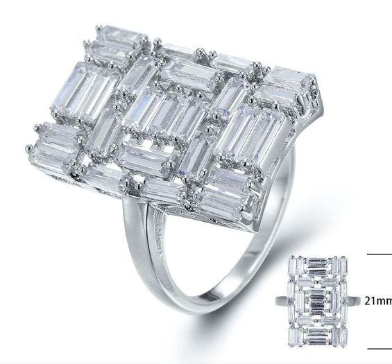 SJ24738, Ladies' Moissanite Ring, S925, Rhodium Plated, White, 4.68g