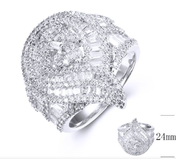SJ36524, Ladies' Moissanite Ring, S925, Rhodium Plated, White, 8.11g