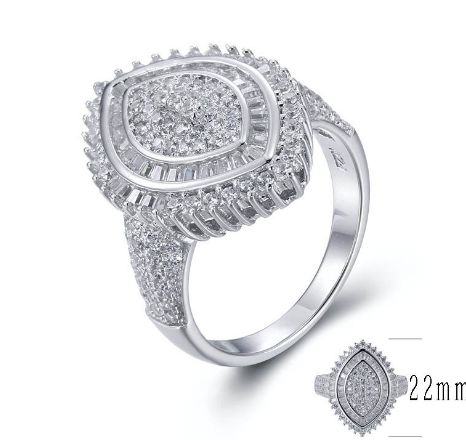 SJ26750, Ladies' Moissanite Ring, S925, Rhodium Plated, White, 6.75g