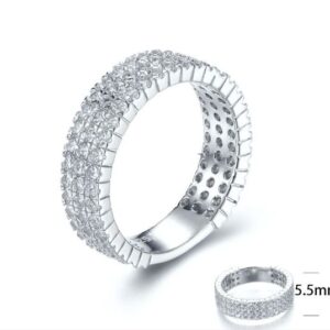 SJ28201, Ladies' Moissanite Ring, S925, Rhodium Plated, White, 4.89g