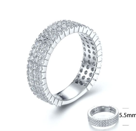 SJ28201, Ladies' Moissanite Ring, S925, Rhodium Plated, White, 4.89g