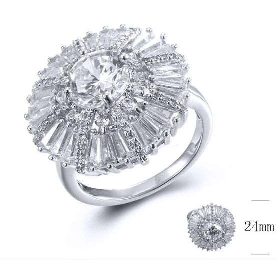 SJ31541, Ladies' Moissanite Ring, S925, Rhodium Plated, White, 7.13g