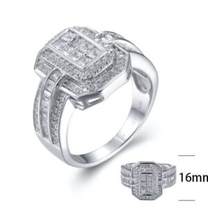 SJ26013, Ladies' Moissanite Ring, S925, Rhodium Plated, White, 6.74g