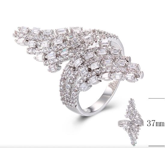 SJ30068, Ladies' Moissanite Ring, S925, Rhodium Plated, White, 5.39g