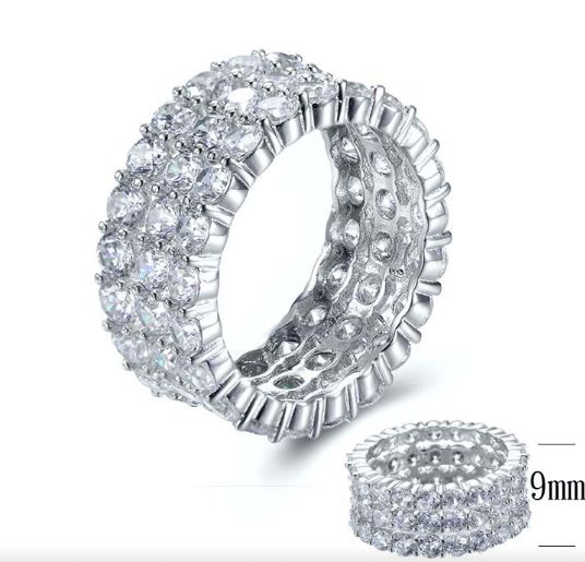SJ28206, Ladies' Moissanite Ring, S925, Rhodium Plated, White, 6.73g
