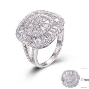 SJ29429, Ladies' Moissanite Ring, S925, Rhodium Plated, White, 7.57g