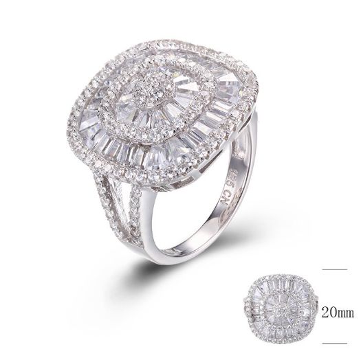 SJ29429, Ladies' Moissanite Ring, S925, Rhodium Plated, White, 7.57g