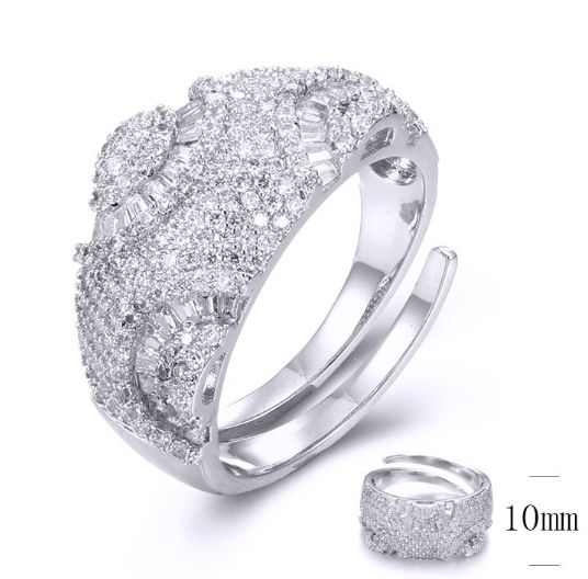 SJ34375, Ladies' Moissanite Ring, S925, Rhodium Plated, White, 4.08g