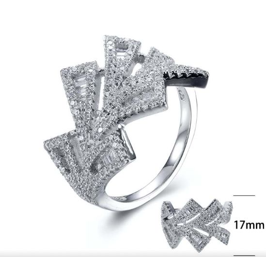 SJ27393, Ladies' Moissanite Ring, S925, Rhodium Plated, White, 5.57g