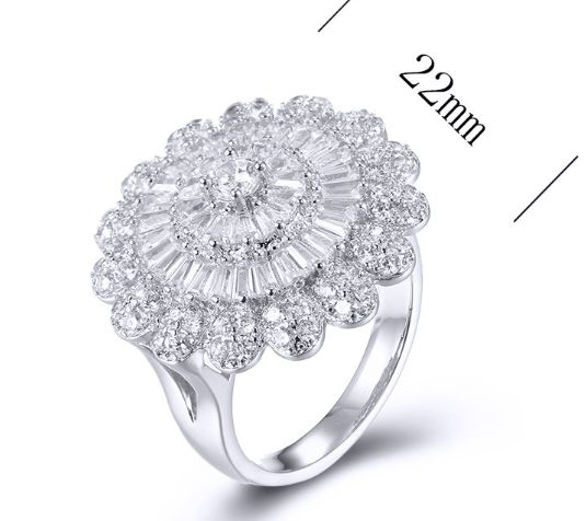 SJ32222, Ladies' Moissanite Ring, S925, Rhodium Plated, White, 6.68g