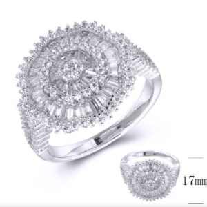 SJ36107, Ladies' Moissanite Ring, S925, Rhodium Plated, White, 4.37g