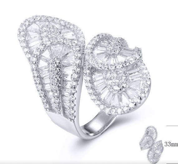 SJ31998, Ladies' Moissanite Ring, S925, Rhodium Plated, White, 8.46g