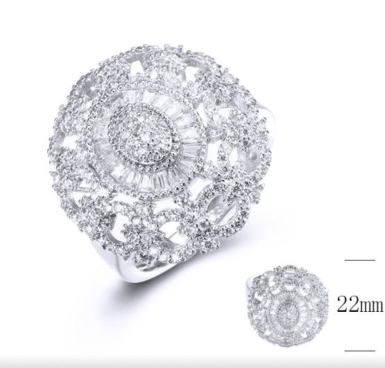 SJ36531, Ladies' Moissanite Ring, S925, Rhodium Plated, White, 5.14g
