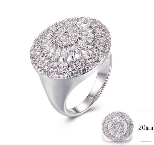 SJ29987, Ladies' Moissanite Ring, S925, Rhodium Plated, White, 5.85g