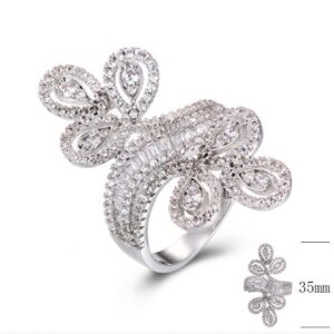 SJ29592, Ladies' Moissanite Ring, S925, Rhodium Plated, White, 5.53g