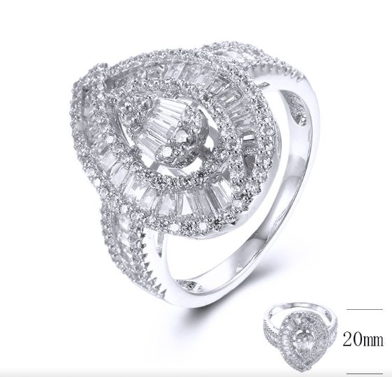 SJ37790, Ladies' Moissanite Ring, S925, Rhodium Plated, White, 4.714g