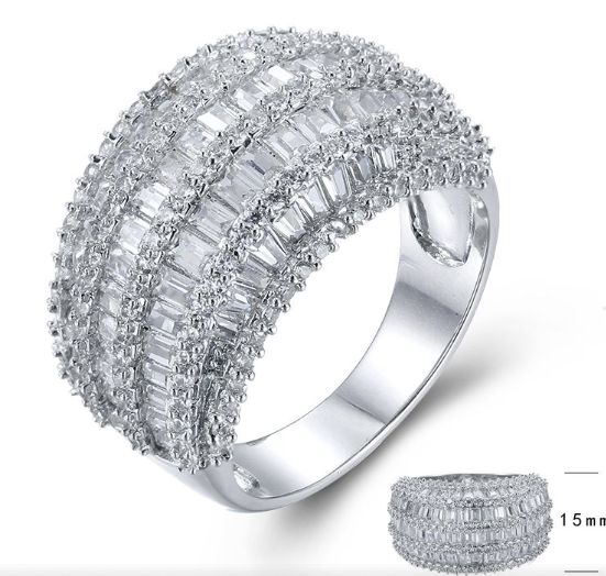 SJ26252, Ladies' Moissanite Ring, S925, Rhodium Plated, White, 8.63g