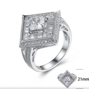 SJ27677, Ladies' Moissanite Ring, S925, Rhodium Plated, White, 6.81g