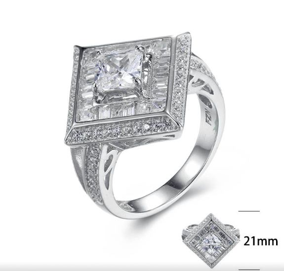 SJ27677, Ladies' Moissanite Ring, S925, Rhodium Plated, White, 6.81g