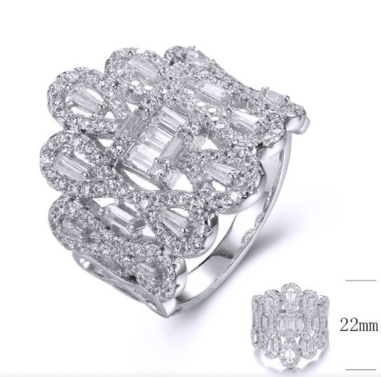 SJ34735, Ladies' Moissanite Ring, S925, Rhodium Plated, White, 5.55g