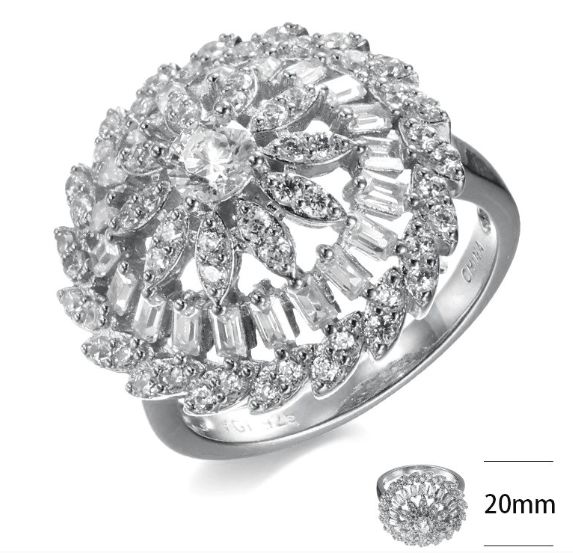 SJ41403, Ladies' Moissanite Ring, S925, Rhodium Plated, White, 4.55g