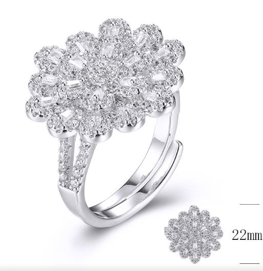 SJ30279, Ladies' Moissanite Ring, S925, Rhodium Plated, White, 6.4g