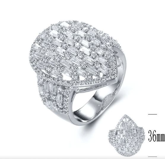 SJ28943, Ladies' Moissanite Ring, S925, Rhodium Plated, White, 7.29g