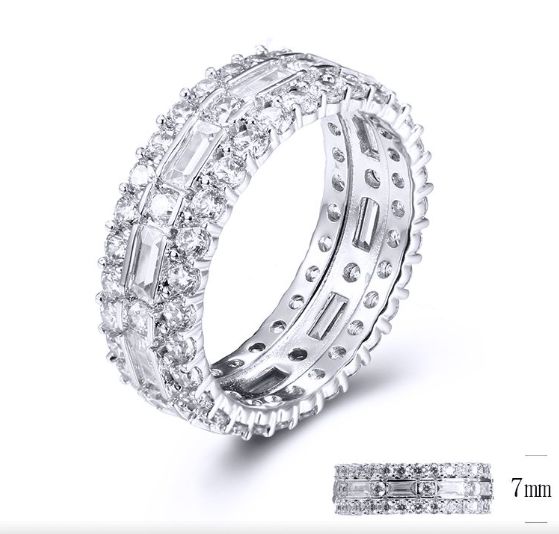SJ33175, Ladies' Moissanite Ring, S925, Rhodium Plated, White, 4.8g