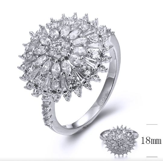 SJ34326, Ladies' Moissanite Ring, S925, Rhodium Plated, White, 4.04g