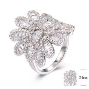 SJ29354, Ladies' Moissanite Ring, S925, Rhodium Plated, White, 7.82g