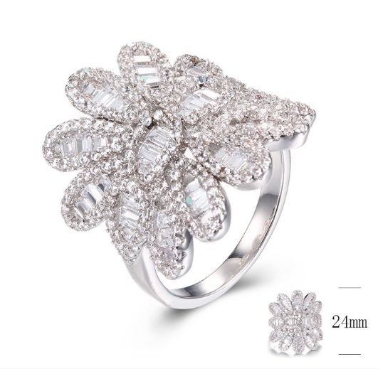 SJ29354, Ladies' Moissanite Ring, S925, Rhodium Plated, White, 7.82g