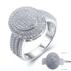 SJ25393-C, Ladies' Moissanite Ring, S925, Rhodium + Black Rhodium Plated, Silver, 4.93g