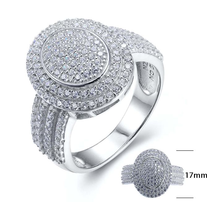 SJ25393-C, Ladies' Moissanite Ring, S925, Rhodium + Black Rhodium Plated, Silver, 4.93g