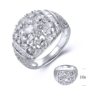 SJ39332, Ladies' Moissanite Ring, S925, Rhodium Plated, White, 5.14g