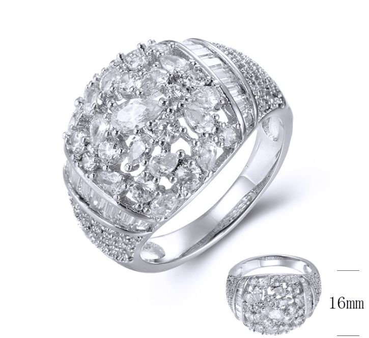 SJ39332, Ladies' Moissanite Ring, S925, Rhodium Plated, White, 5.14g