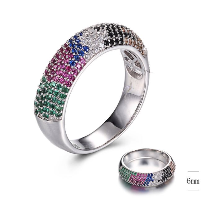 SJ31037-C, Ladies' Moissanite Ring, S925, Rhodium + Black Rhodium Plated, Silver, 4.35g