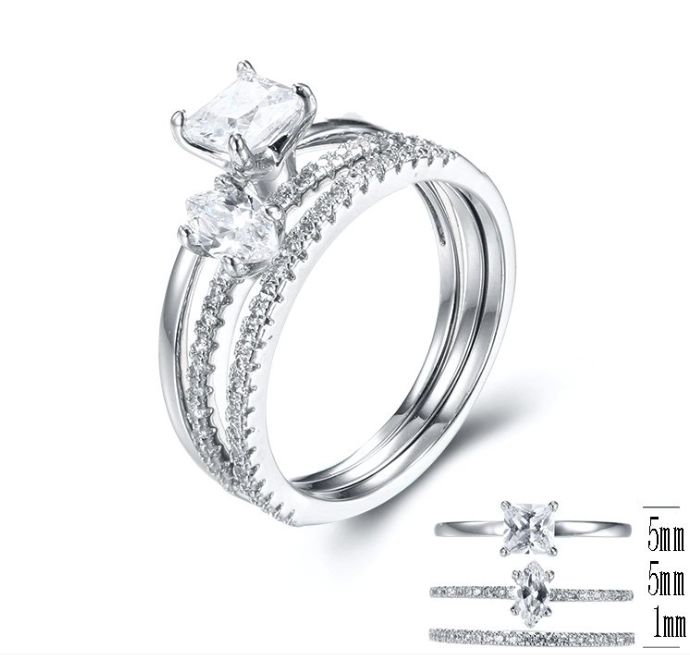 SJ28997, Ladies' Moissanite Ring, S925, Rhodium Plated, White, 3.8g