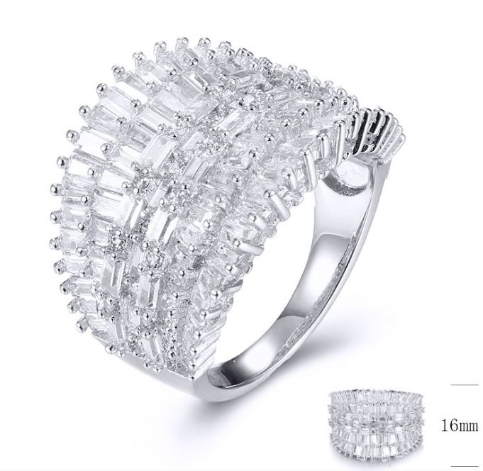 SJ32787, Ladies' Moissanite Ring, S925, Rhodium Plated, White, 6.26g