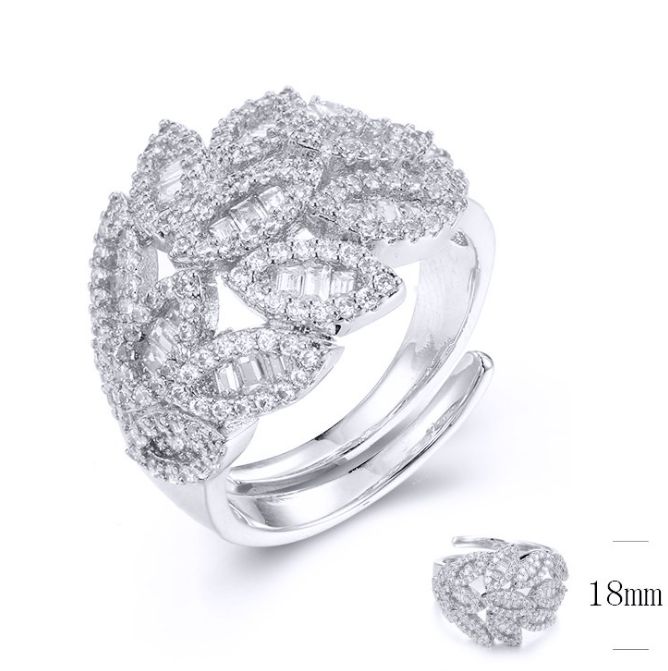 SJ33465, Ladies' Moissanite Ring, S925, Rhodium Plated, White, 5.21g