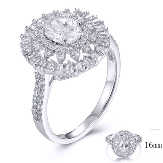 SJ31448, Ladies' Moissanite Ring, S925, Rhodium Plated, White, 2.96g