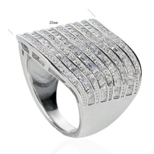 SJ23243, Ladies' Moissanite Ring, S925, Rhodium Plated, White, 8.96g