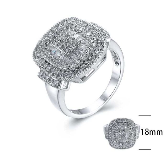 SJ25413, Ladies' Moissanite Ring, S925, Rhodium Plated, White, 5.59g