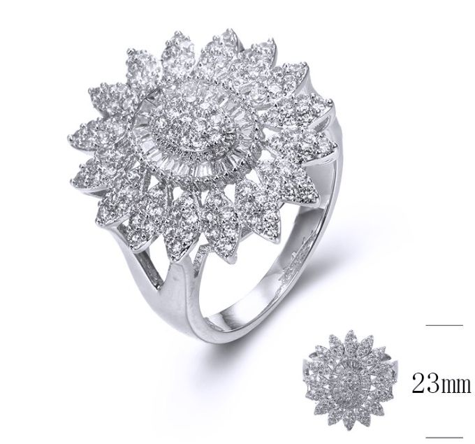 SJ34323, Ladies' Moissanite Ring, S925, Rhodium Plated, White, 4.91g