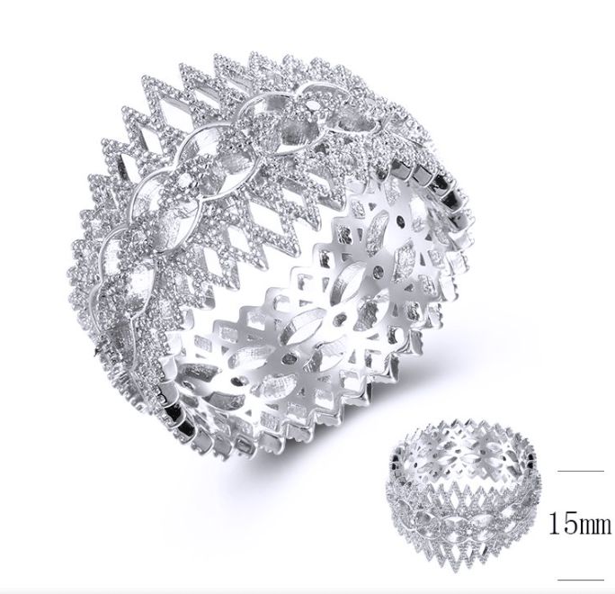 SJ38869, Ladies' Moissanite Ring, S925, Rhodium Plated, White, 4.71g