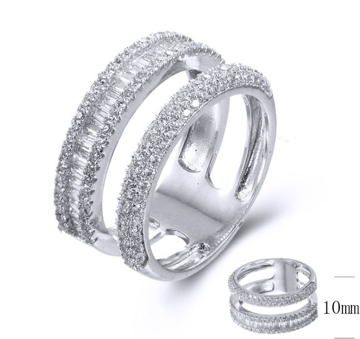 SJ38085, Ladies' Moissanite Ring, S925, Rhodium Plated, White, 4.93g
