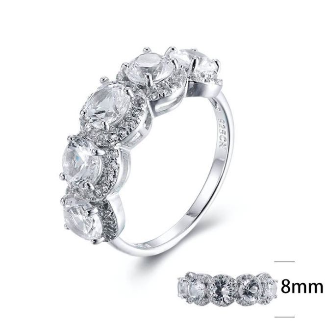 SJ23234, Ladies' Moissanite Ring, S925, Rhodium Plated, White, 5.7g
