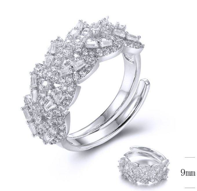 SJ34035, Ladies' Moissanite Ring, S925, Rhodium Plated, White, 3.42g