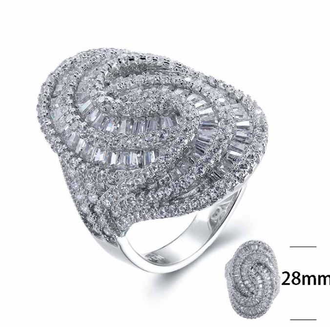 SJ25378, Ladies' Moissanite Ring, S925, Rhodium Plated, White, 9.88g