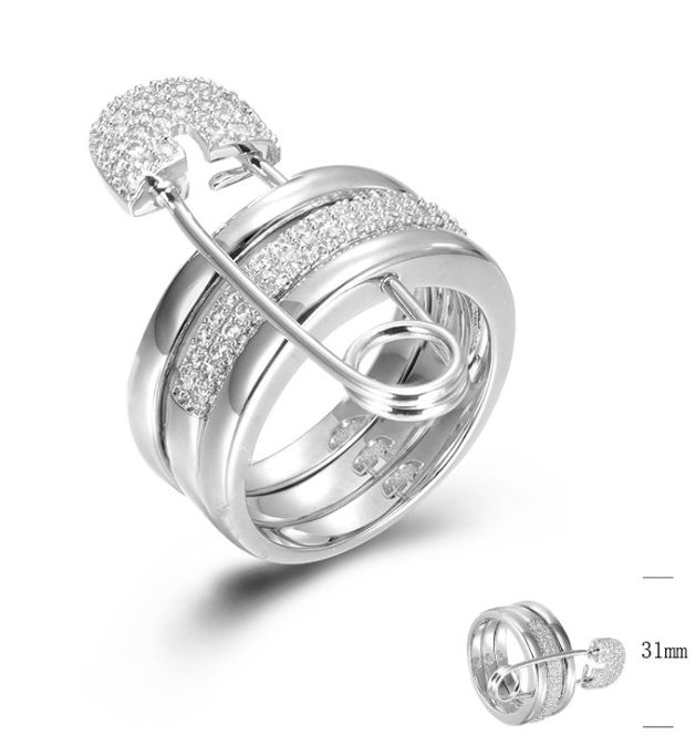 SJ45429, Ladies' Moissanite Ring, S925, Rhodium Plated, White, 8.14g