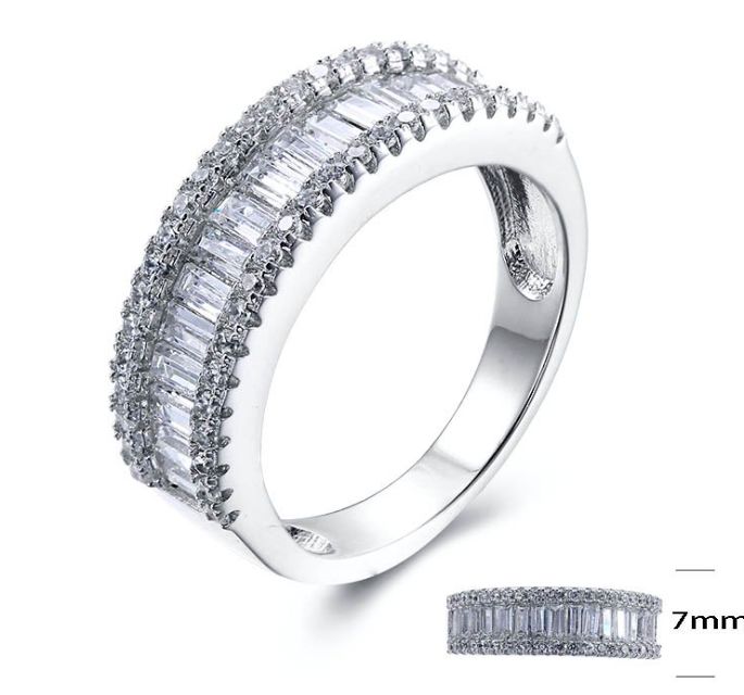 SJ25280, Ladies' Moissanite Ring, S925, Rhodium Plated, White, 4.5g
